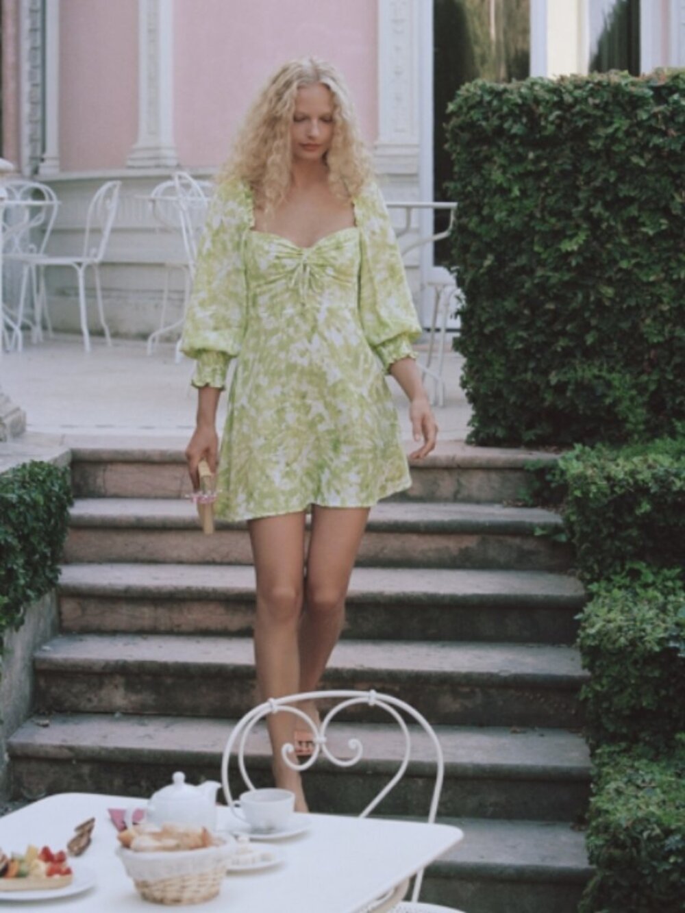 FAITHFULL THE BRAND Lime Roos Tie Dye Arianne Dress NWT